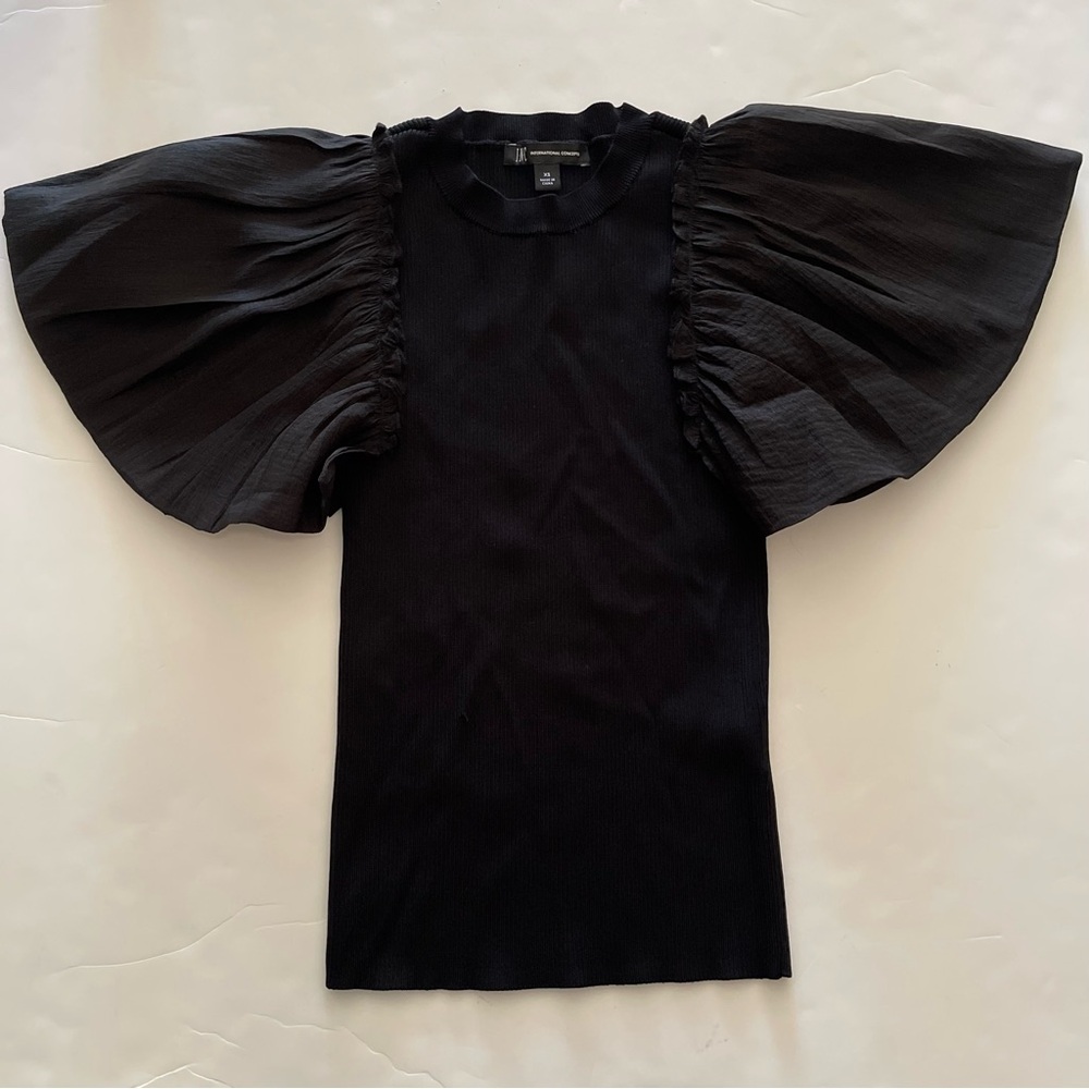 INC Black Statement Sleeve Blouse